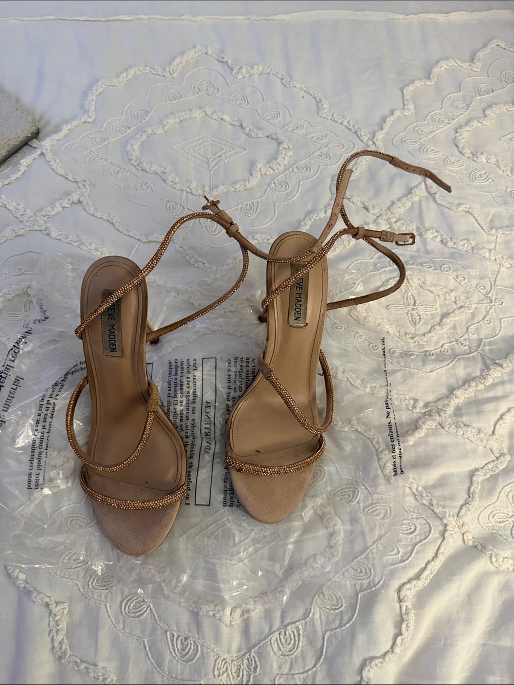 Steve Madden Rose Gold Strappy Braided High Heels